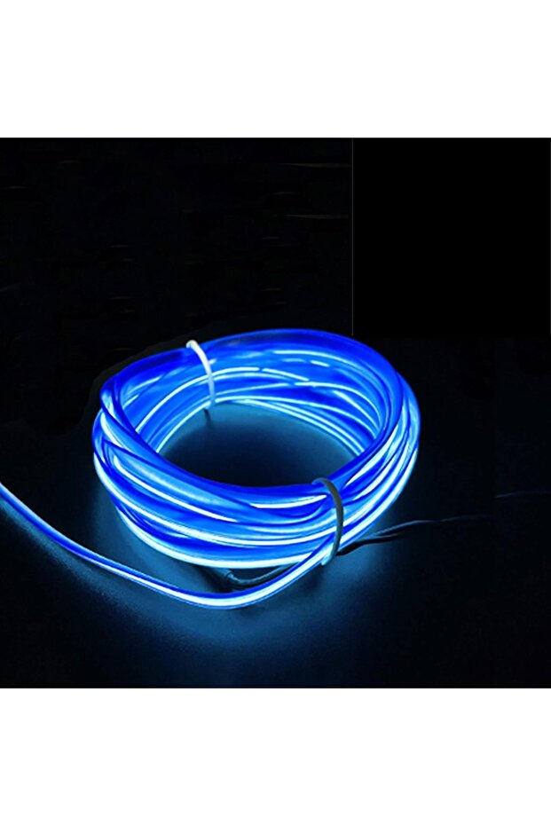 شريط إضاءة نيون LED للسيارة مزود بمحول ولاعة سجائر 12 فولت للديكور الداخلي باللون الأزرق