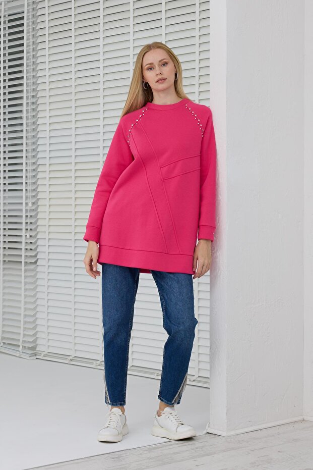 TAŞ DETAYLI PARÇALI SWEATSHIRT - 3