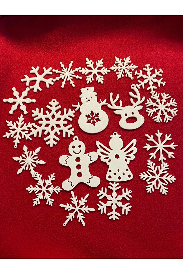 19-Piece Christmas Ornament Tree Decoration Snowflake Snowman Deer Cookie Man Pack 5-8 cm