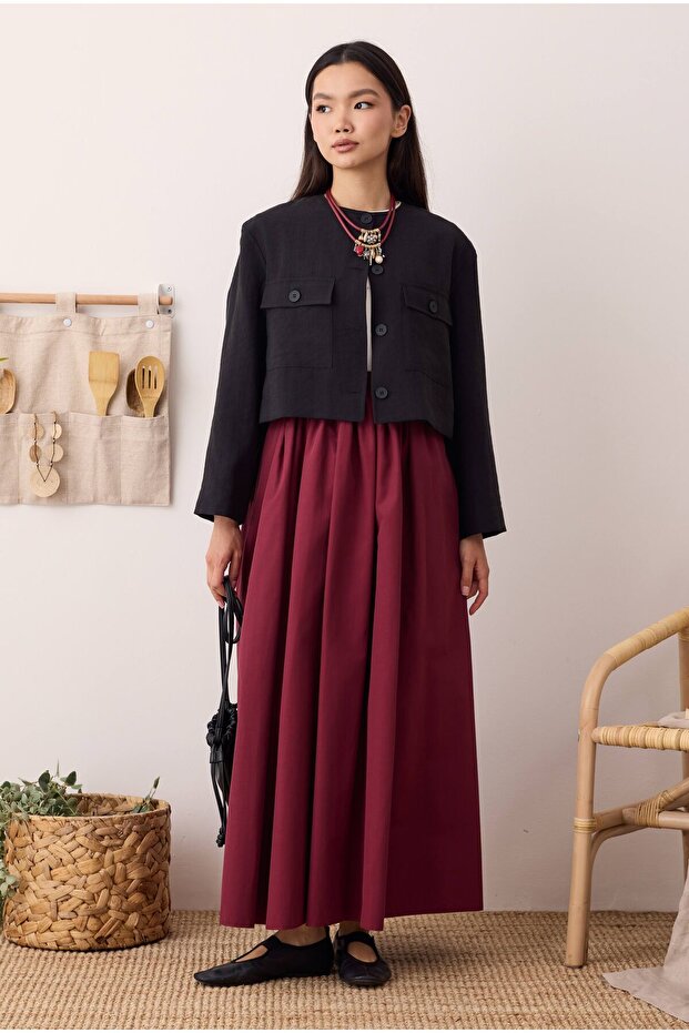 Drawstring Canvas Skirt Cherry - 1