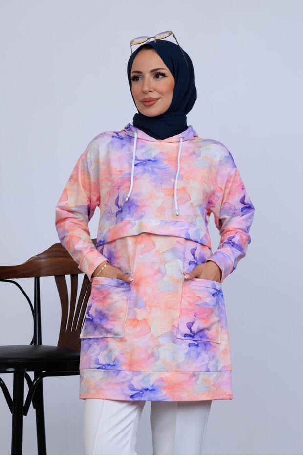 DESENLİ CEP DETAYLI SWEATSHIRT - 3