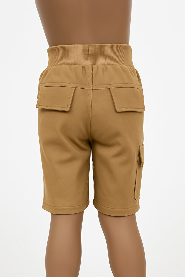 erkek çocuk okul beli örme lastikli bermuda şort - 2
