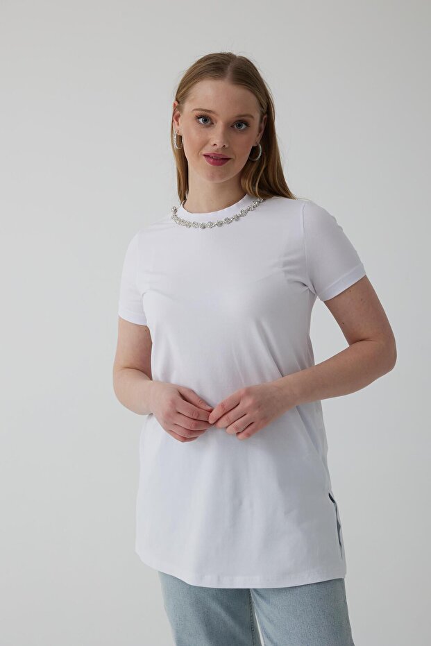 TAŞLI ŞERİTLİ T-SHIRT - 1
