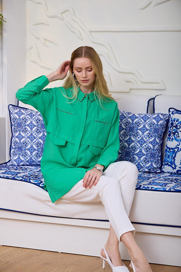 ÇİFT YAKALI TAŞLI GÖMLEK - 6