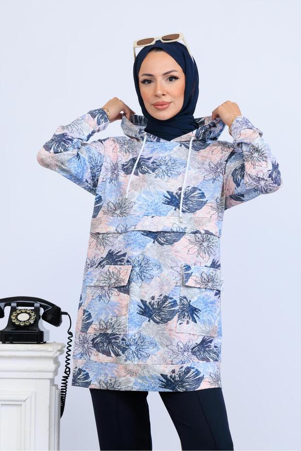 DESENLİ CEP DETAYLI SWEATSHIRT - 4