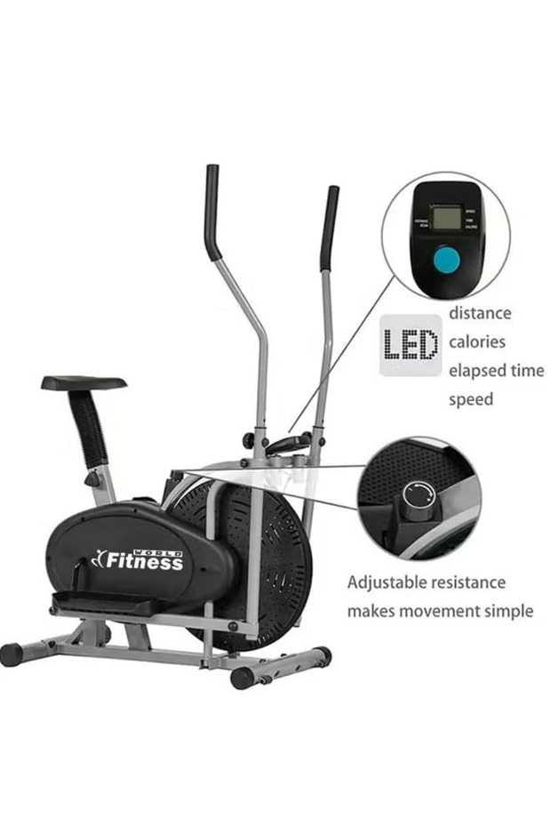 دراجة تمارين اوربتراك جهاز اوربتراك رياضي بيضاوي الشكل مزود بشاشة LCD ذكية لقياس النبض من اليد - 3