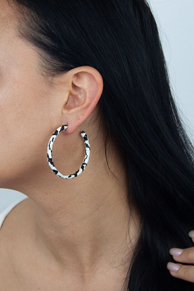 Black and White Large Hoop Earrings