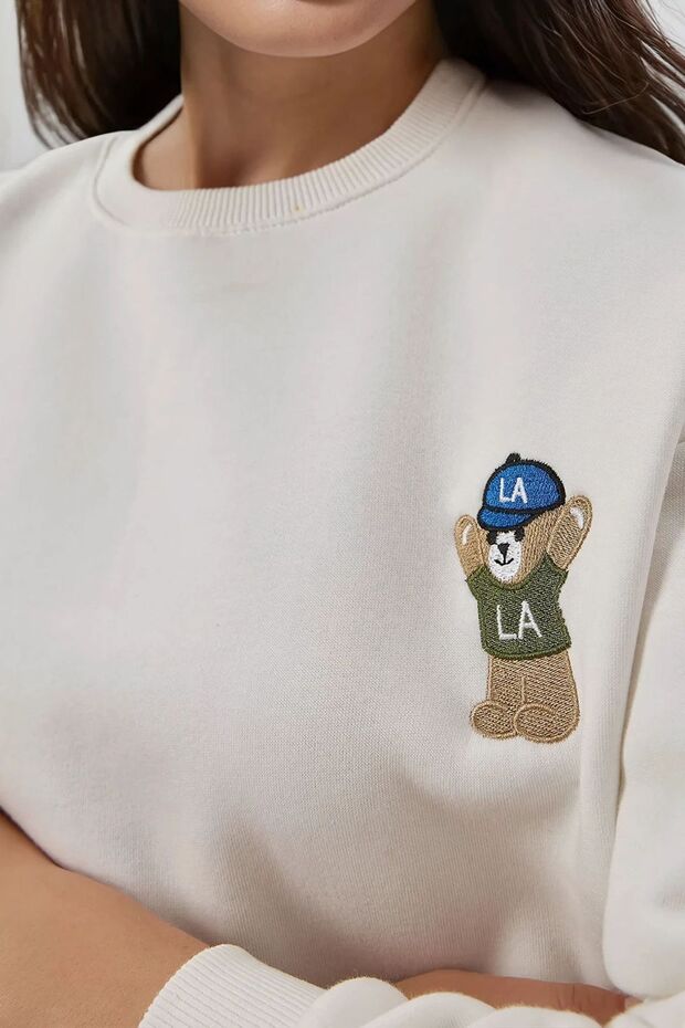 İşlemeli Pamuklu Sweatshirt - 6