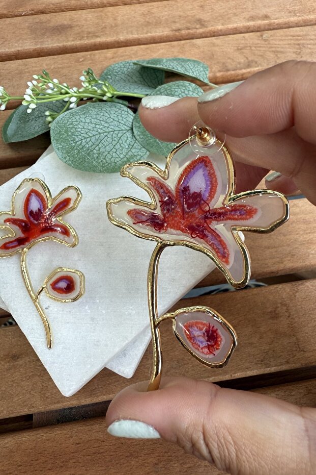 ZR Model Çiçek Reçine Küpe - 4