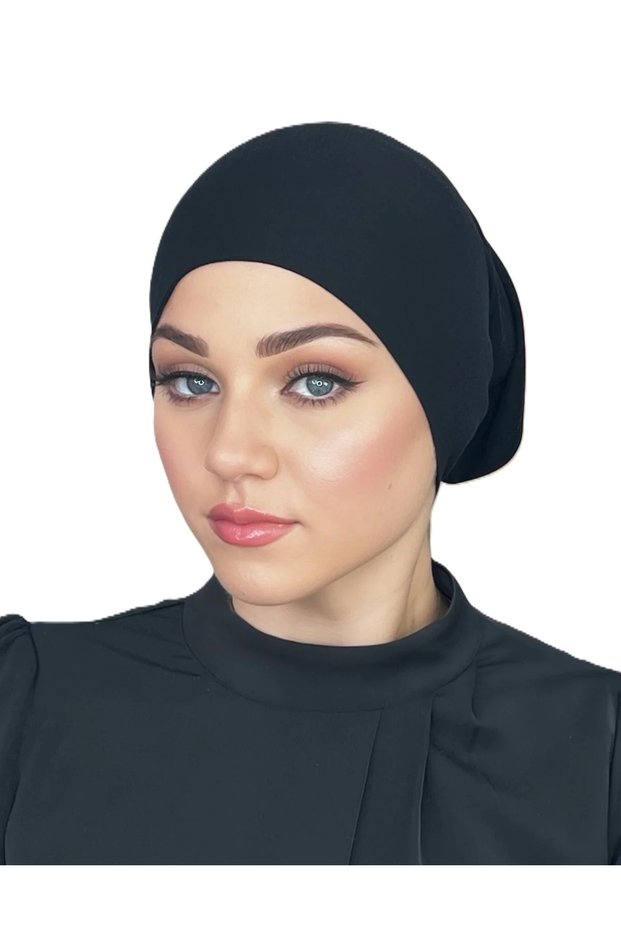 Tube Caps Under Scarf Head Wraps Lightweight and Comfortable- Black