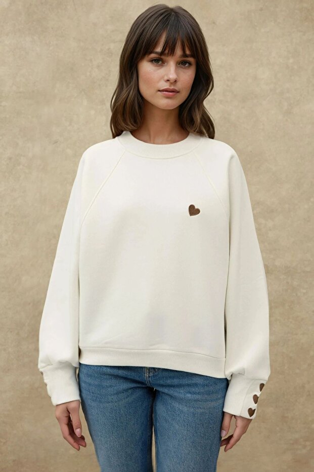 İşlemeli Pamuklu Sweatshirt - 6