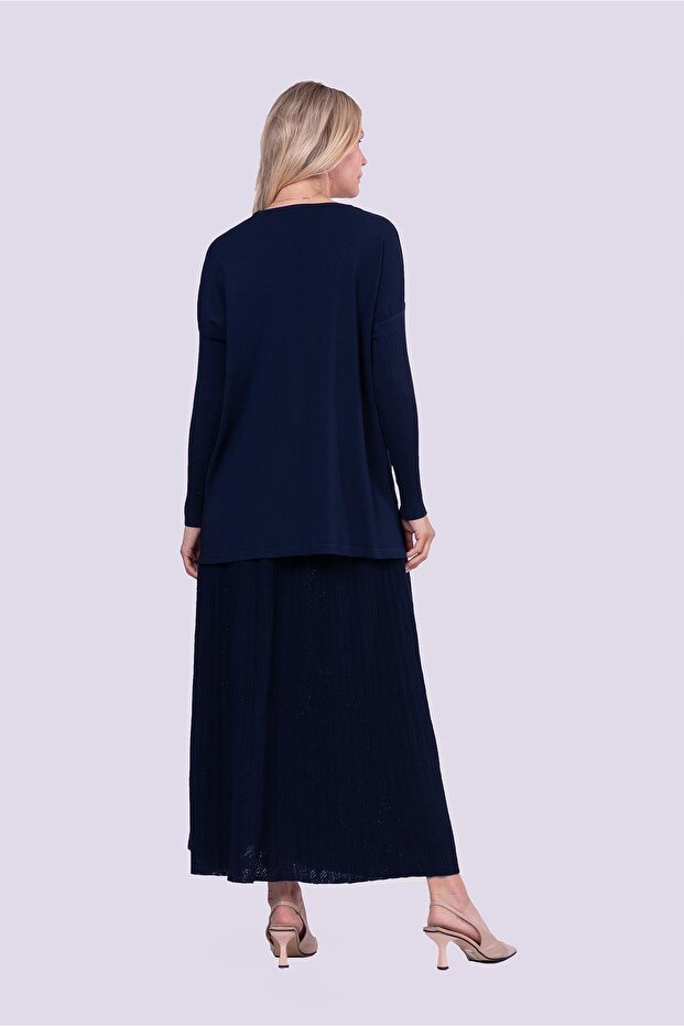 Sıkma Kol Triko Tunik LACİVERT - 2