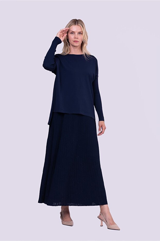 Sıkma Kol Triko Tunik LACİVERT - 3