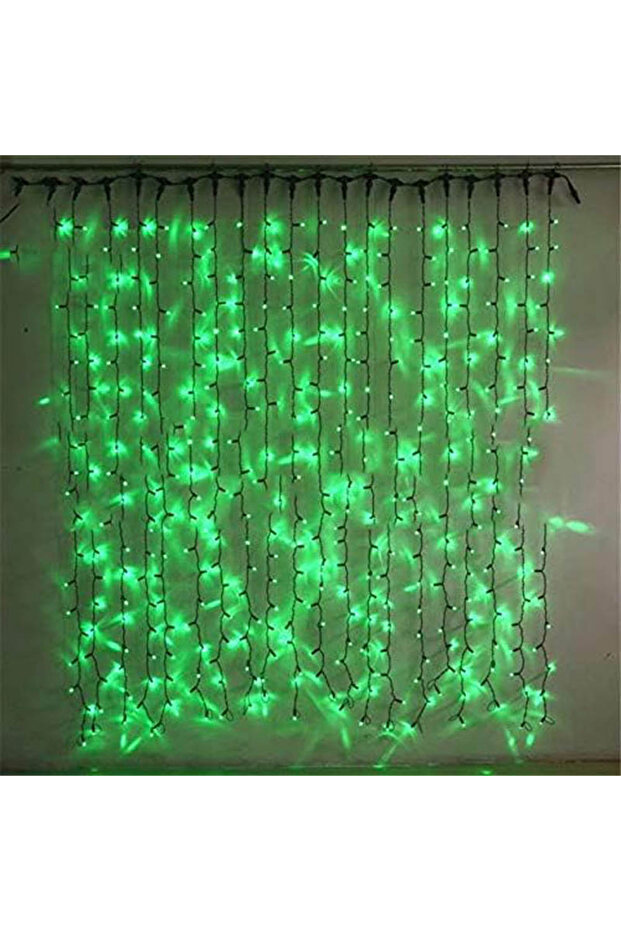 ستارة إضاءة تصميم شلال LED خضراء متدلية، للاحتفال باليوم الوطني السعودي مقاس 2*6 متر