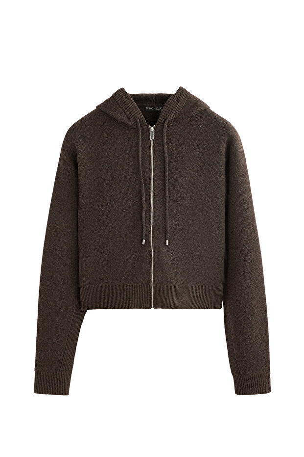 Kapüşonlu triko ceket - 7