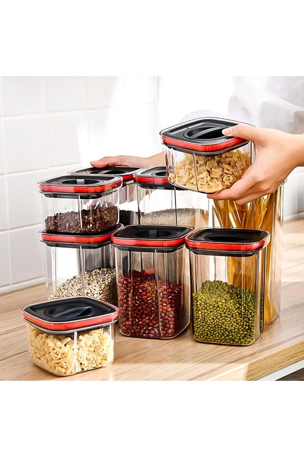 Food Storage Containers, Flippy, Set of 5 Transparent Containers with Black Lid - 3