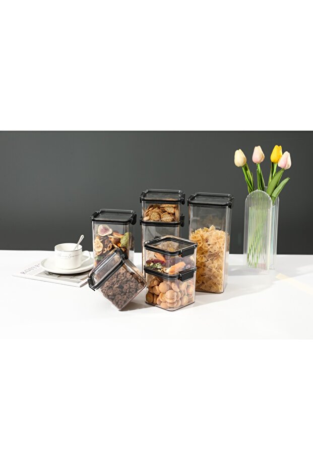 Set 4 Plastic Containers, Flippy, for Food/Objects, Hermetic Closure, 1 x 460 ml, 2 x 700 ml, 1 x 13 - 2