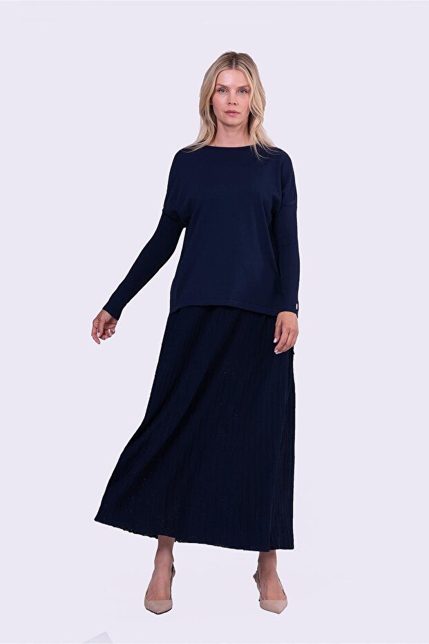 Sıkma Kol Triko Tunik LACİVERT - 1