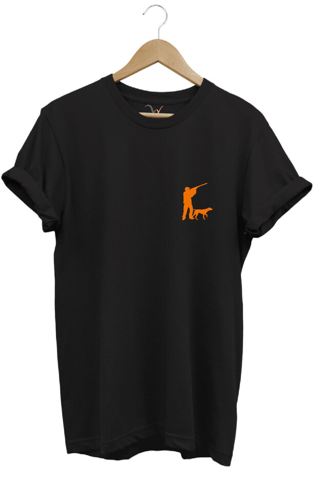Hunting Avcılık Minimal Hunting Dog and Hunter Printed 100% Cotton Regular Fit Unisex T-Shirt