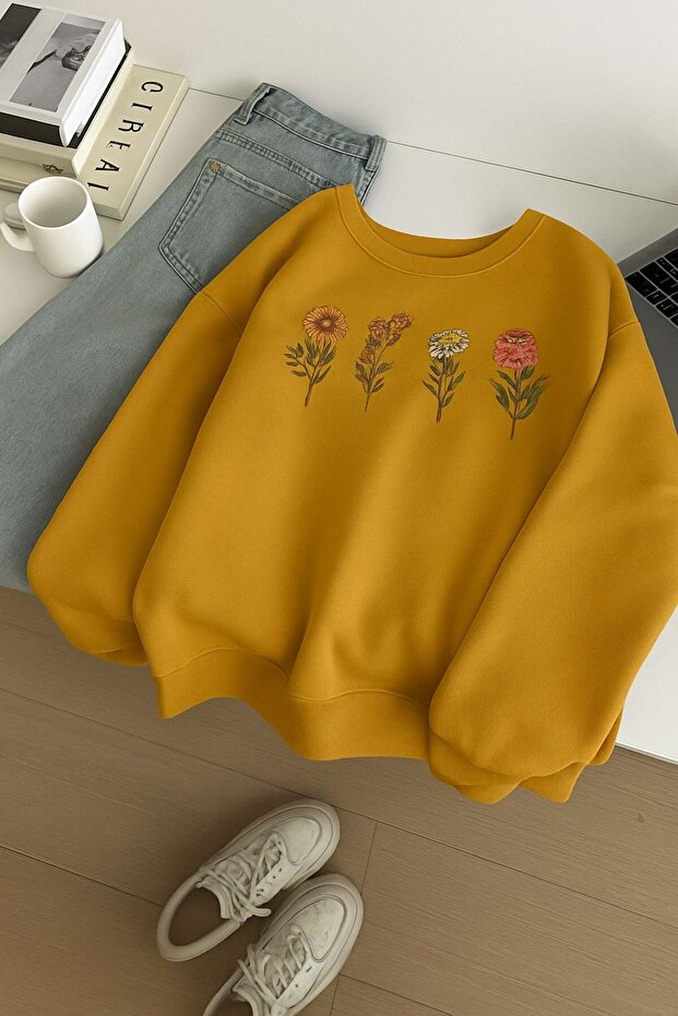 Flower Printed Unisex Sweatshirt