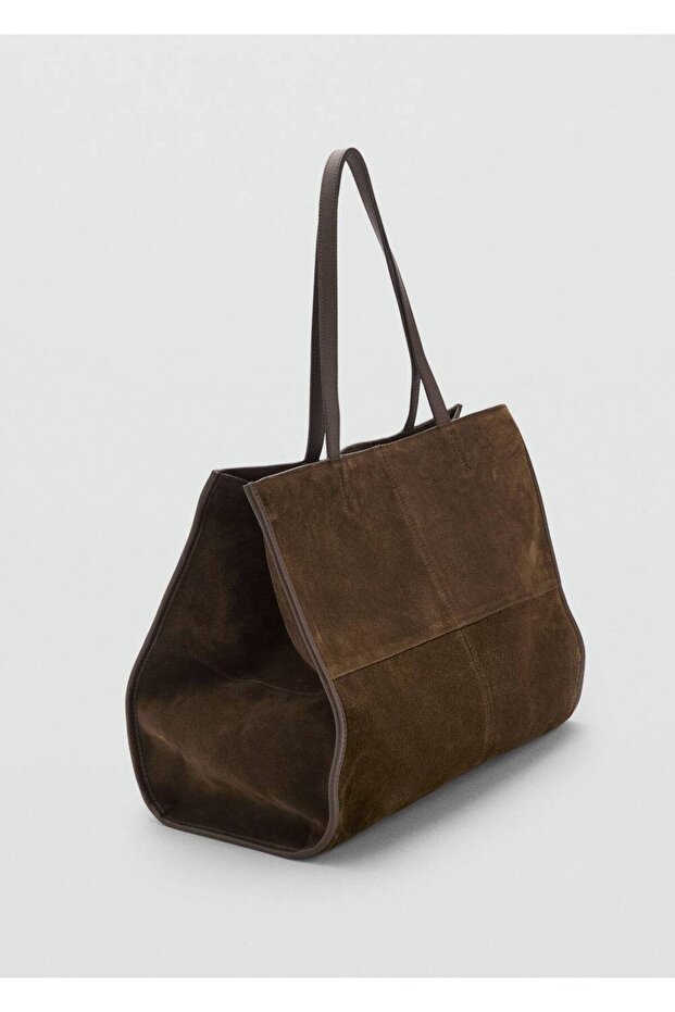 Süet deri shopper çanta - 1