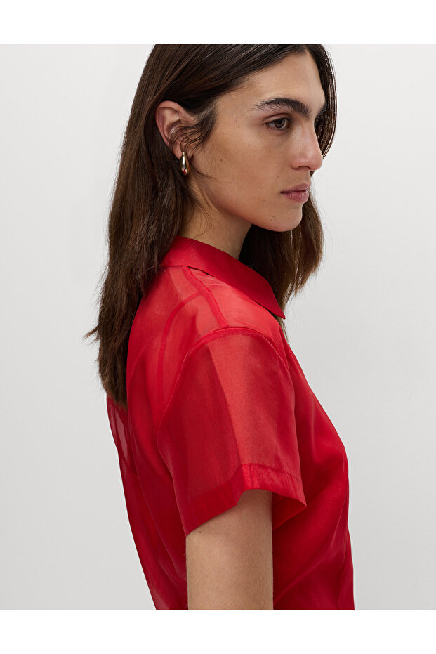 Kadın Kırmızı Gömlek - 4