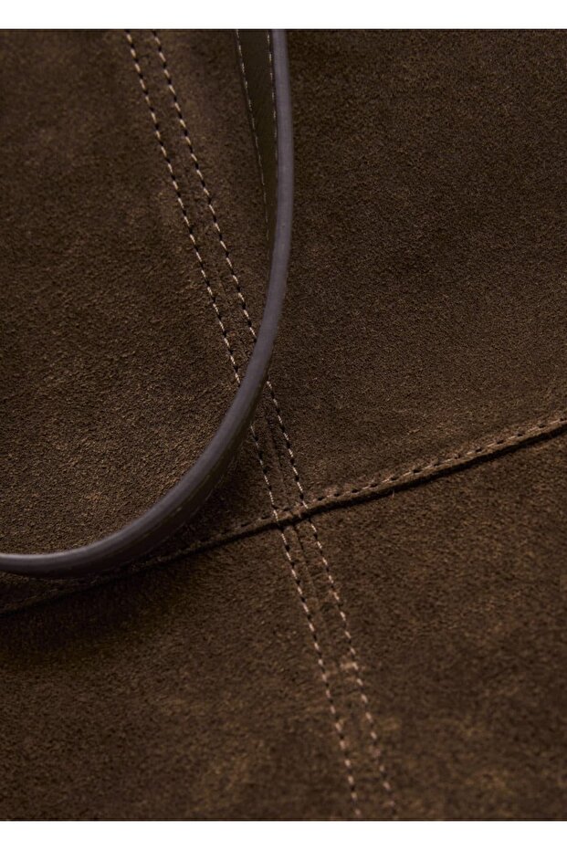 Süet deri shopper çanta - 4