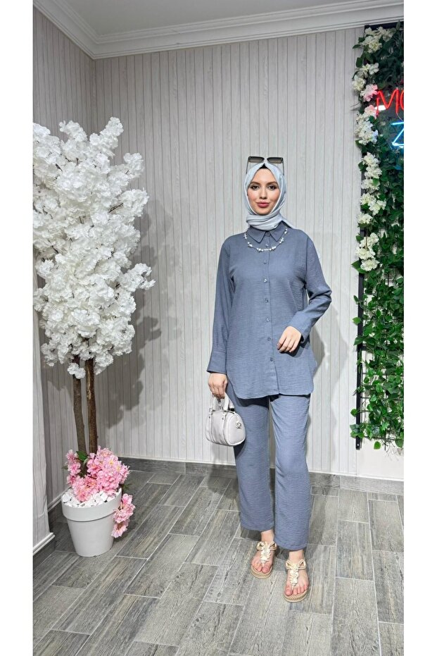 طقم أزرار من الكتان ذو ملمس مميز - 1