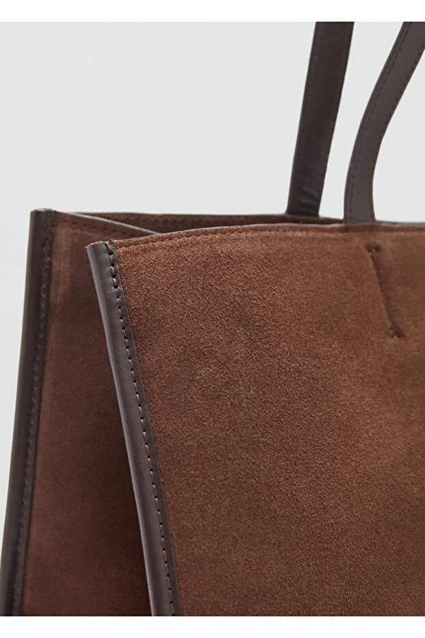 Süet deri shopper çanta - 4