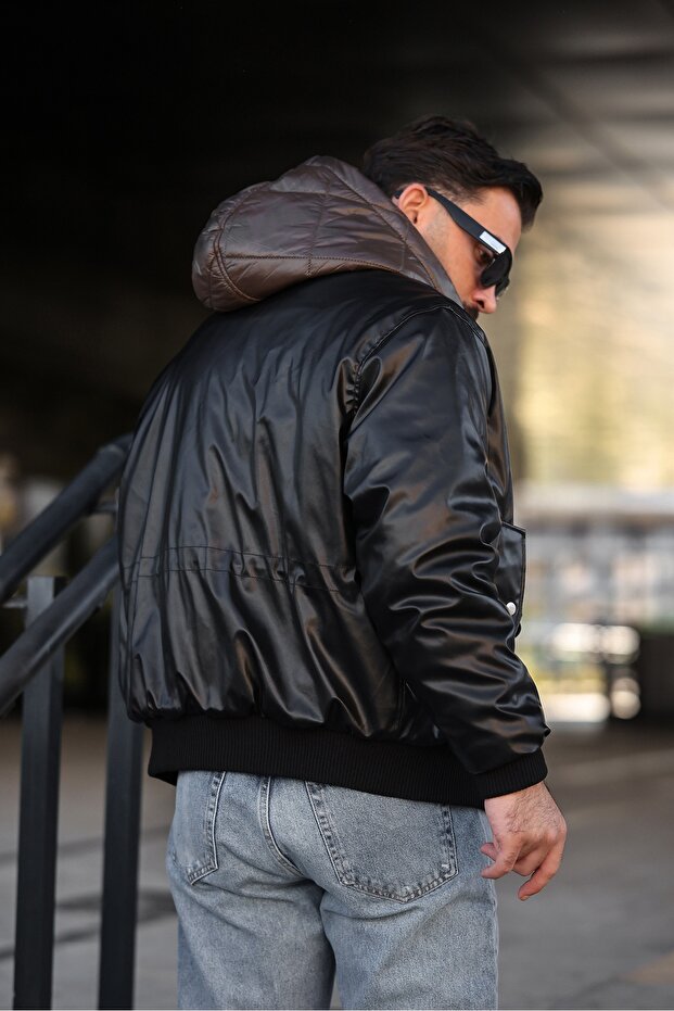 معطف جلدي مزدوج الجوانب للرجال - 4