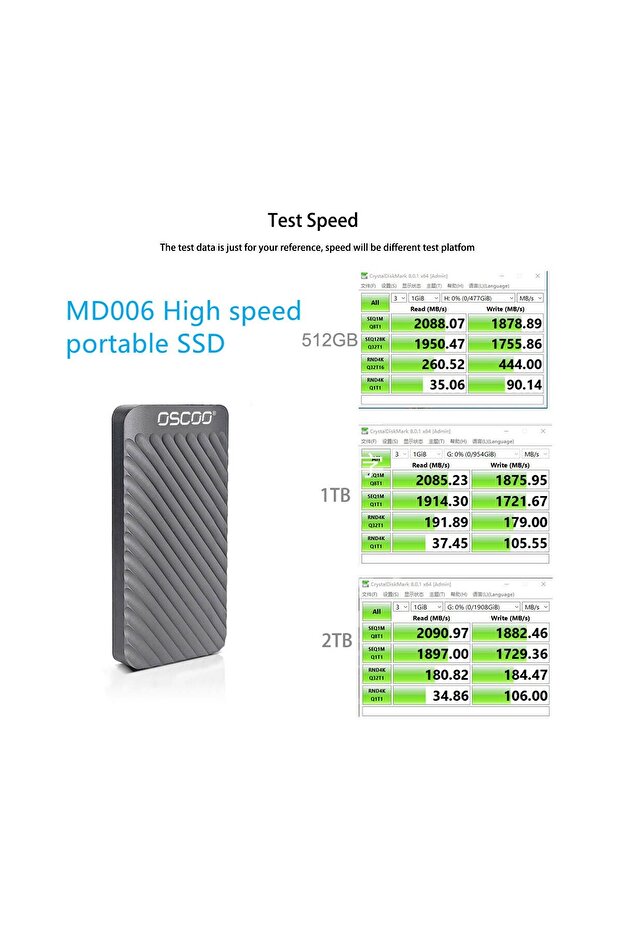 MD006 1 TB 20GBPS (2100/2000MB/sn) Usb3.2 Gen2*2, Type C Taşınabilir SSD - 5