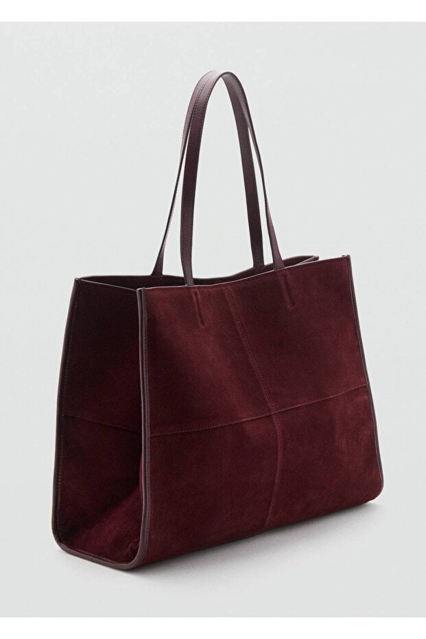Süet deri shopper çanta - 1