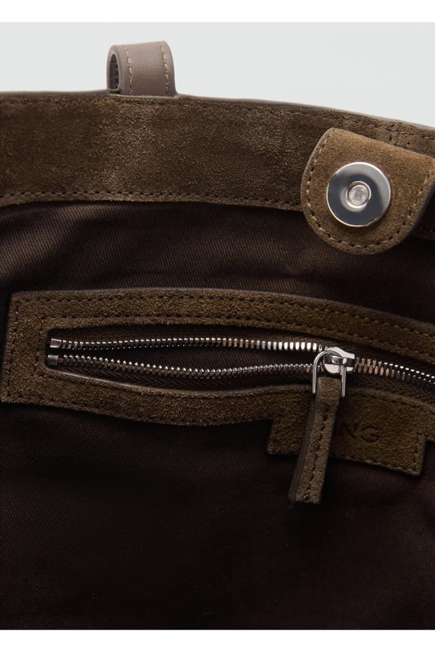 Süet deri shopper çanta - 5