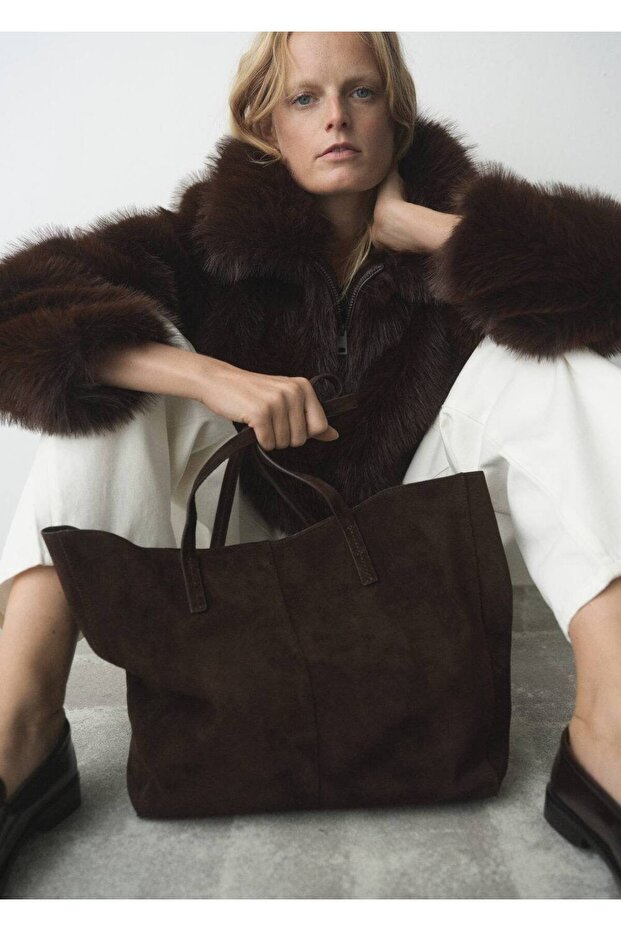 Süet shopper çanta - 2