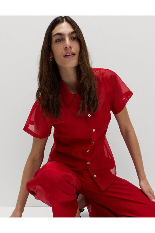 Kadın Kırmızı Gömlek - 5
