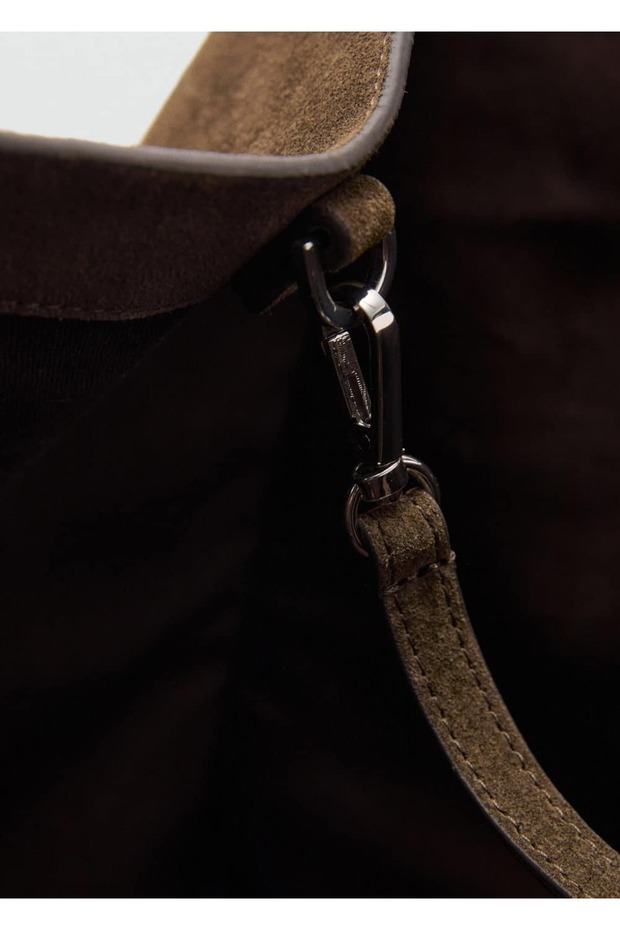 Süet deri shopper çanta - 6