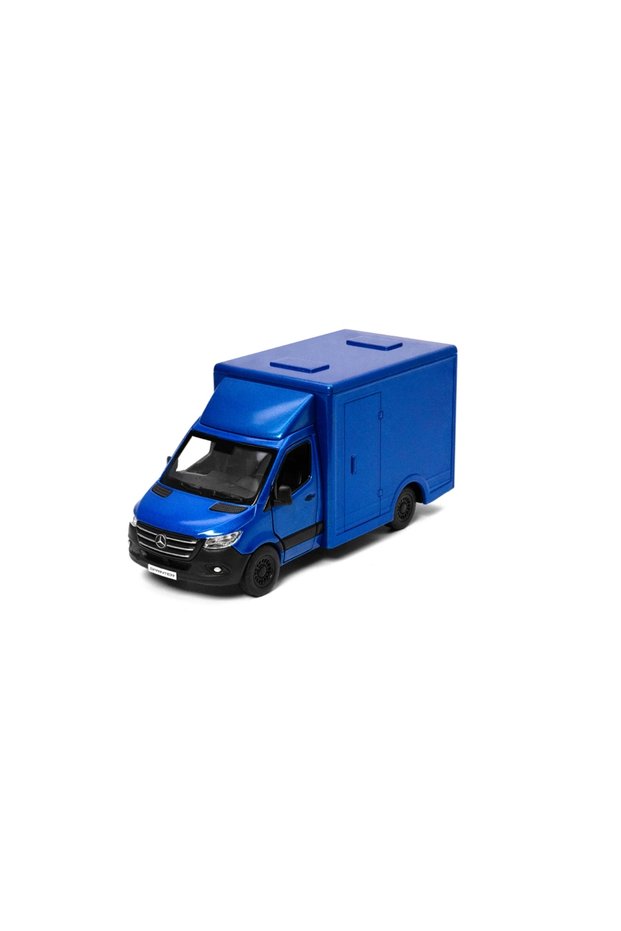 Mercedes-Benz Sprinter Die-Cast Pickup Truck – Pull and Go with Opening Doors 1:48 Blue Color