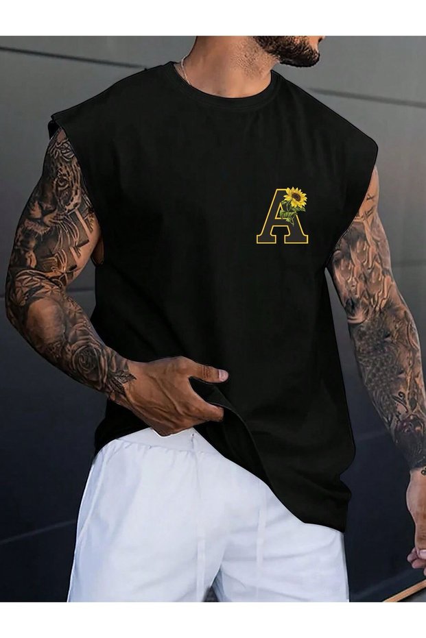 A Letter Printed Unisex Sleeveless T-Shirt