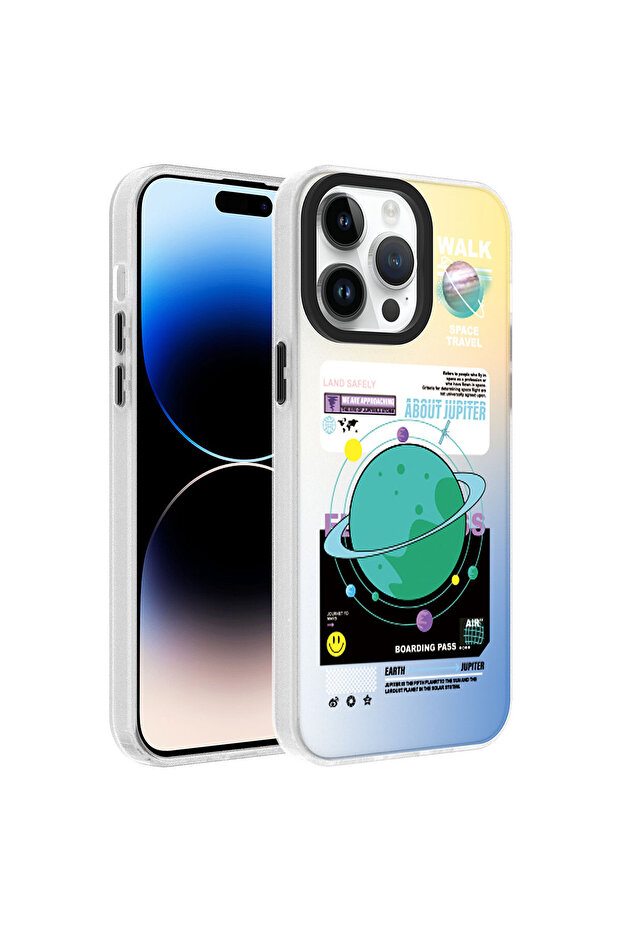 حافظة صلبة متوافقة مع هاتف iPhone 14 Pro Max بنمط ECRZ Dragon-Planet - 1