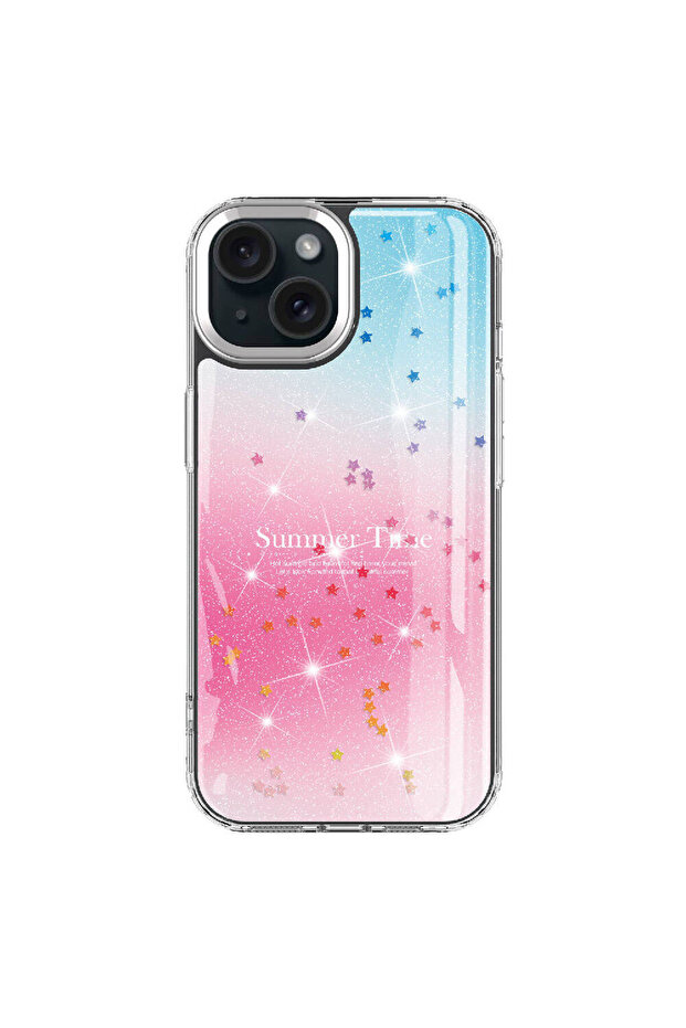 iPhone 14 Compatible Glitter Patterned Shiny Ecrz Task Case-Blue - 2