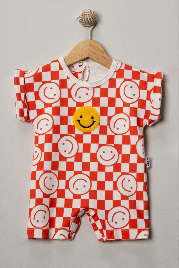 Smiling Face Detailled Baby Romper