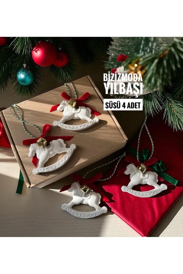Christmas Ornament Rocking Horse with Hanging Bracket and Bell Detail