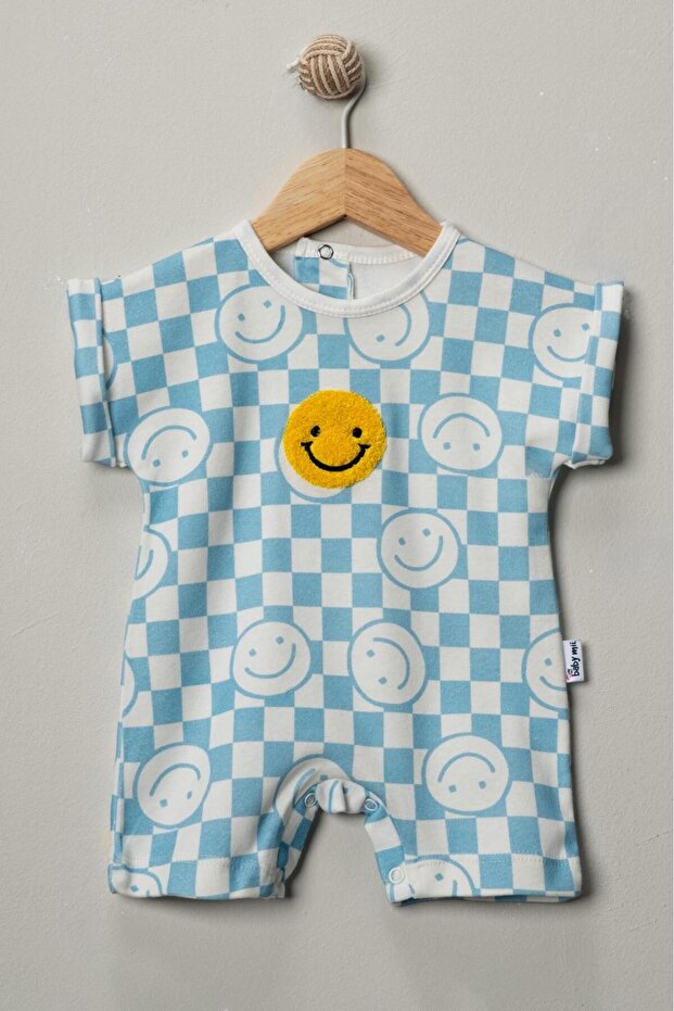 Smiling Face Detailled Baby Romper