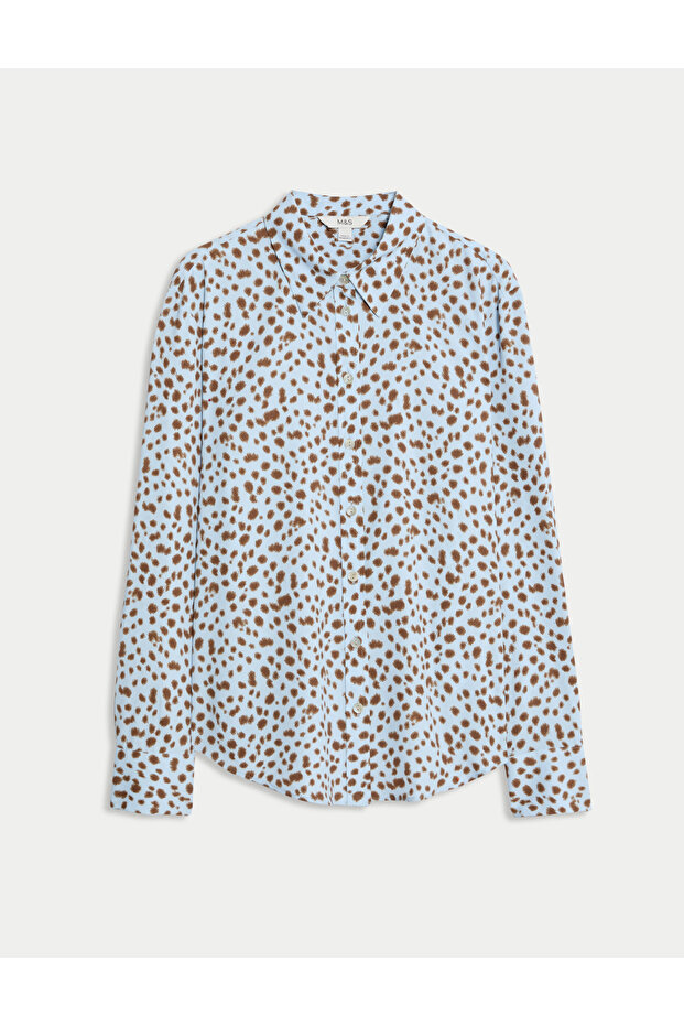 Desenli Kadın Gömlek - 5