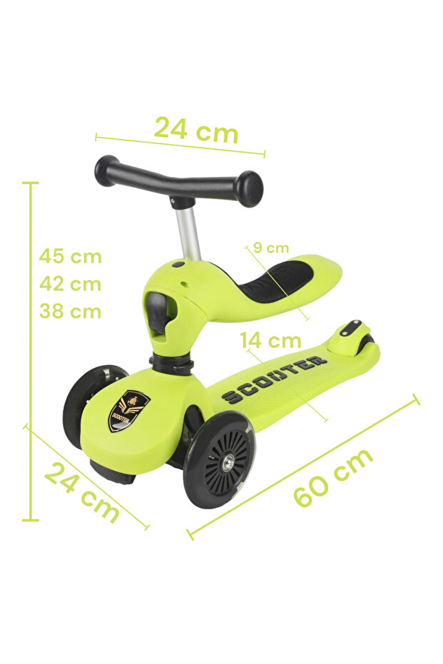 3-in-1 Transformable Scooter for Children with Adjustable Handle and Illuminated Wheels - 7