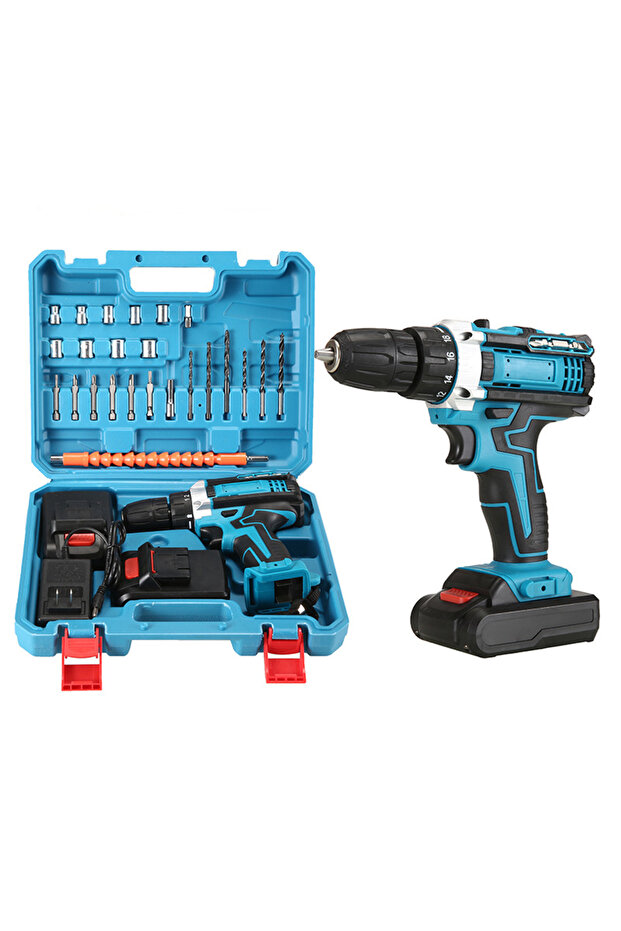 21V Cordless Drill Set, Variable Speed Electric Drill Set with 2 Batteries