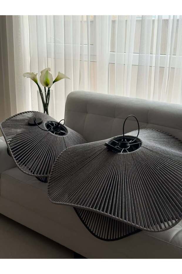 Rustik Tarz Bohem avize Makrome avize Salon avize Yatak Odası Avize Rattan Avize - 5