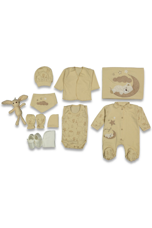 Unisex 0/3 Months Sleeping Bear Organic Baby Set of 10