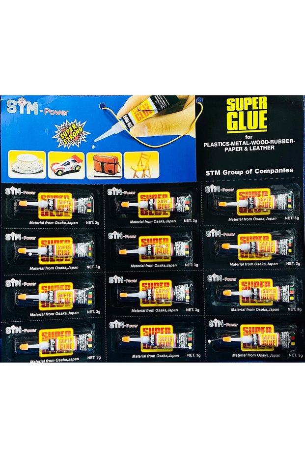 Super Glue Tube, 12X3g Clear for Wood , Rubber , Plastics , Metal , Paper & Leather