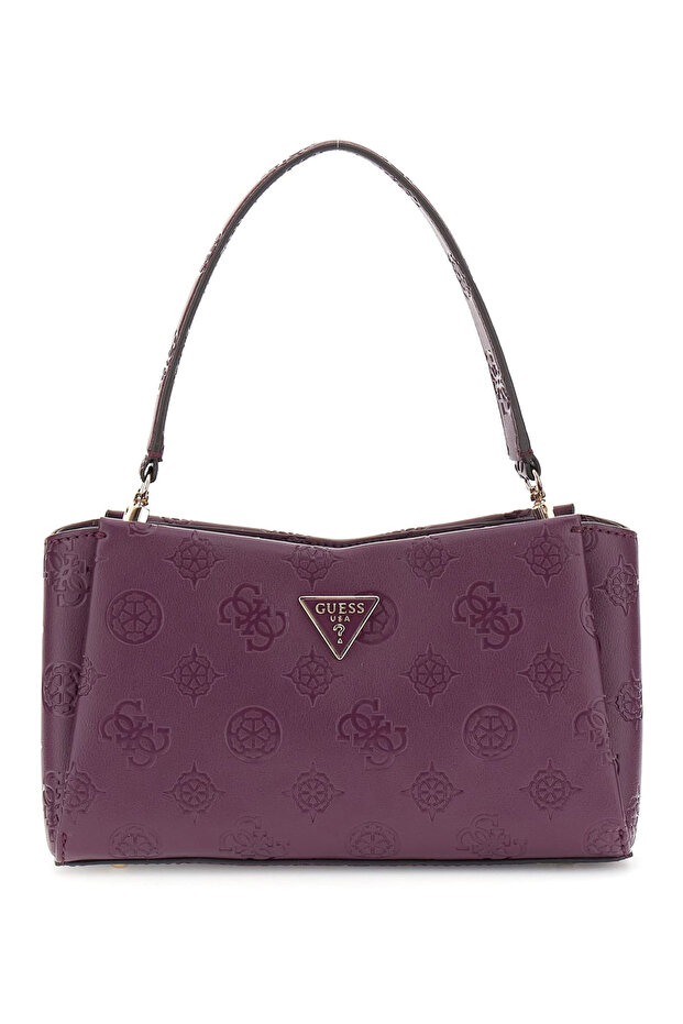 Women's Embossed Monogram Patterned Hand and Crisscross Straps Bag - Pink